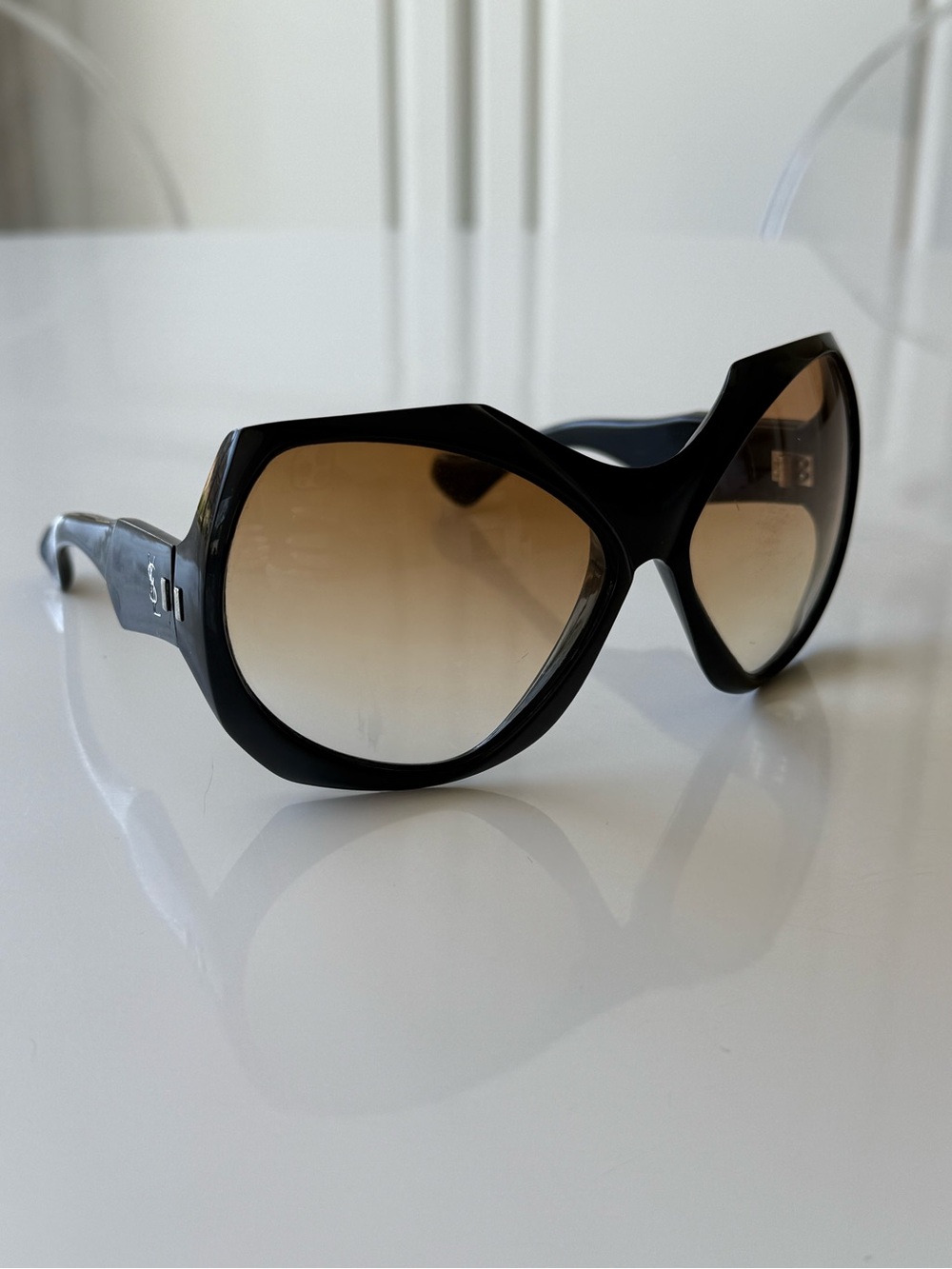 Yves Saint Laurent - YSL Women’s Black Sunglasses with Gradient Brown Lenses